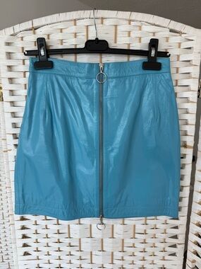 “Remain by Birger Christensen” Blue Mini Skirt with Front Zip